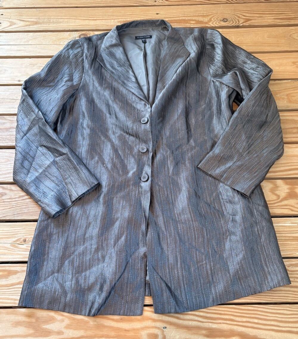 Eileen Fisher Women’s Blazer Jacket Size M Silver M11